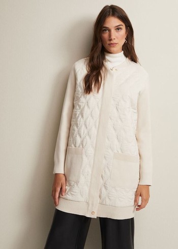 Phase Eight Zadie Quiltedigan Coats White USA | 5019684-HN